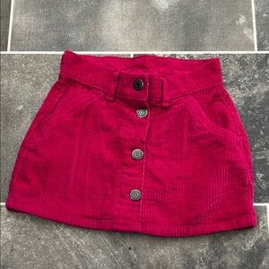 Vibrant Pink  Corduroy Skirt with Buttons